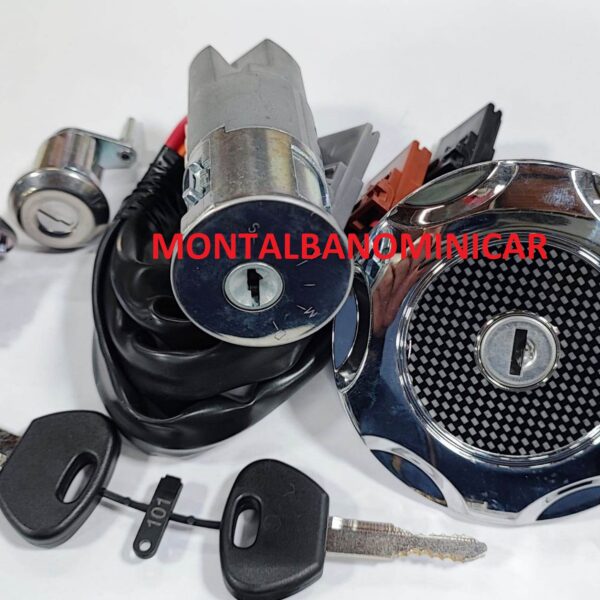 KIT CILINDRETTI SERRATURA SPORTELLI E QUADRO ( 3 MORSETTI ) + TAPPO LIGIER – MICROCAR CON UNICA CHIAVE PER TUTTO